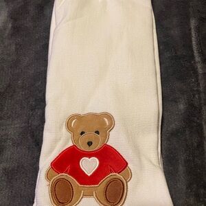 Adorable Teddy Bear Bib - White and Red Dish Towel Extra Thick 2 Towels